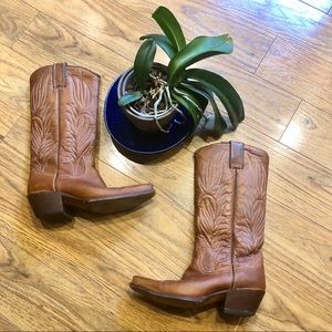 Steve Madden, Camel Leather Cowboy Boots, 6 1/2